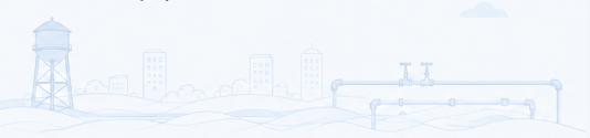 Water tank, town, and distribution pipeline illustration